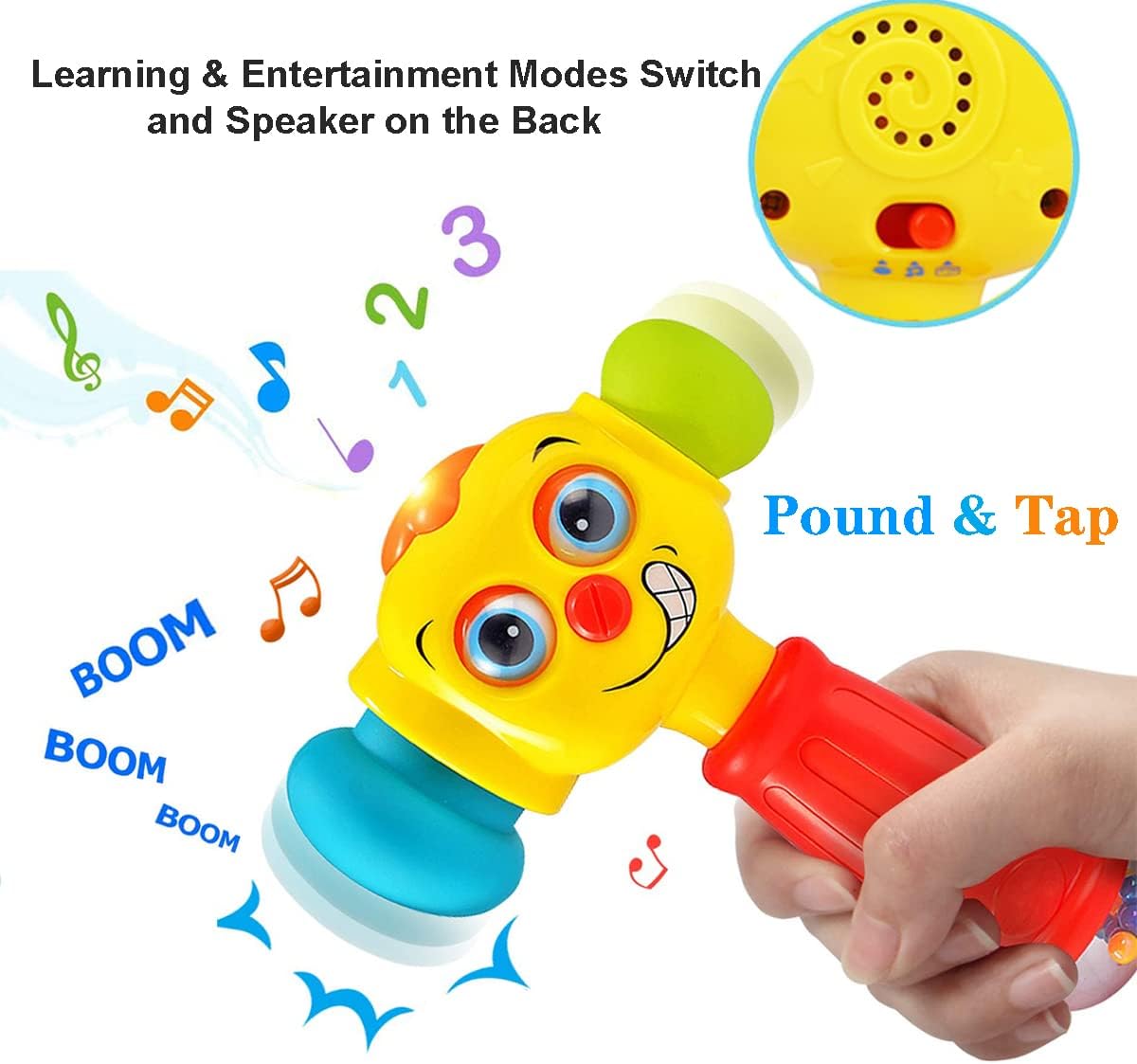 HOLA Hammer Music Light Flashing Toys for 1 Year Old Boys, Baby 12-18 Months Early Development & Activity, 1st Birthday Gifts