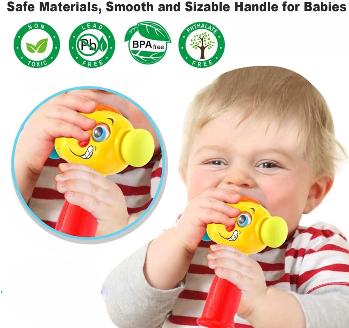 HOLA Hammer Music Light Flashing Toys for 1 Year Old Boys, Baby 12-18 Months Early Development & Activity, 1st Birthday Gifts