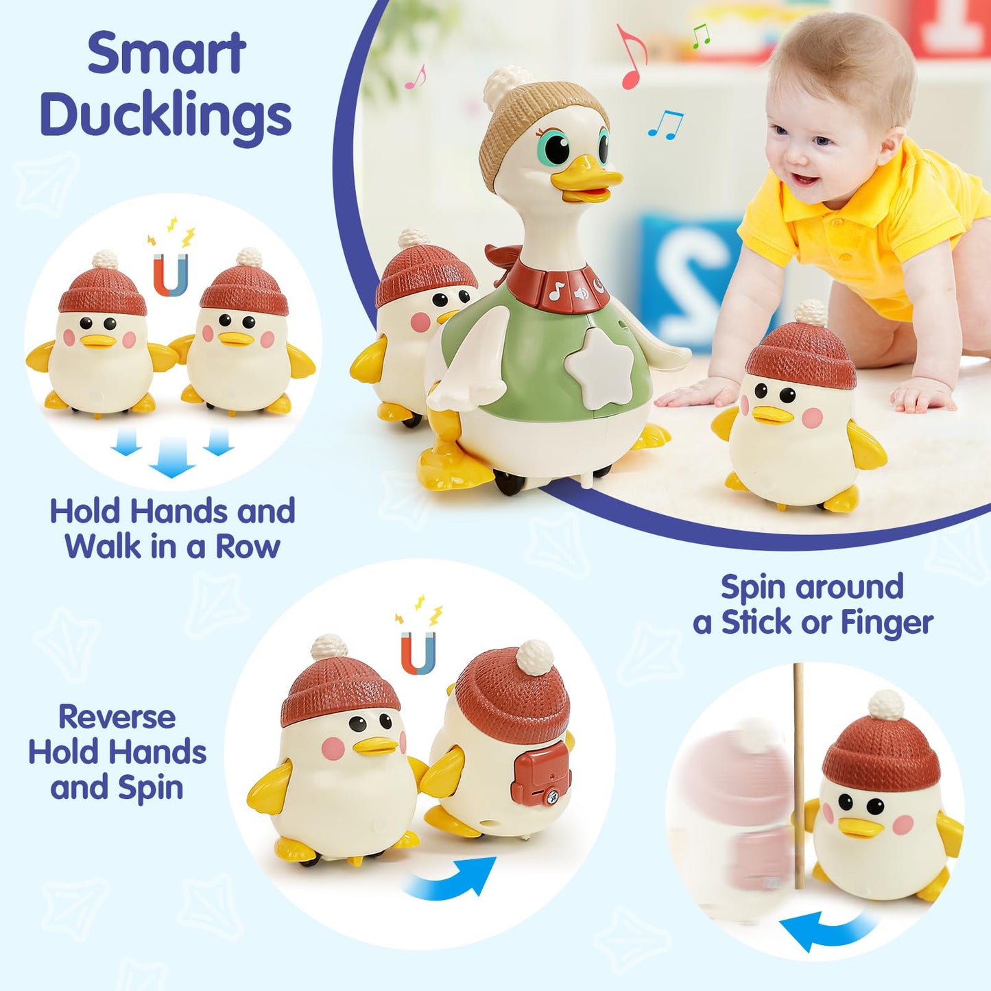 Baby Toys Gifts for 1 Year Old Boys and Girls Baby Duck Dancing Toys 6 to 12 Months Early Musical Singing Toy Learning Crawling Gift Toddlers Easter Present for Babies