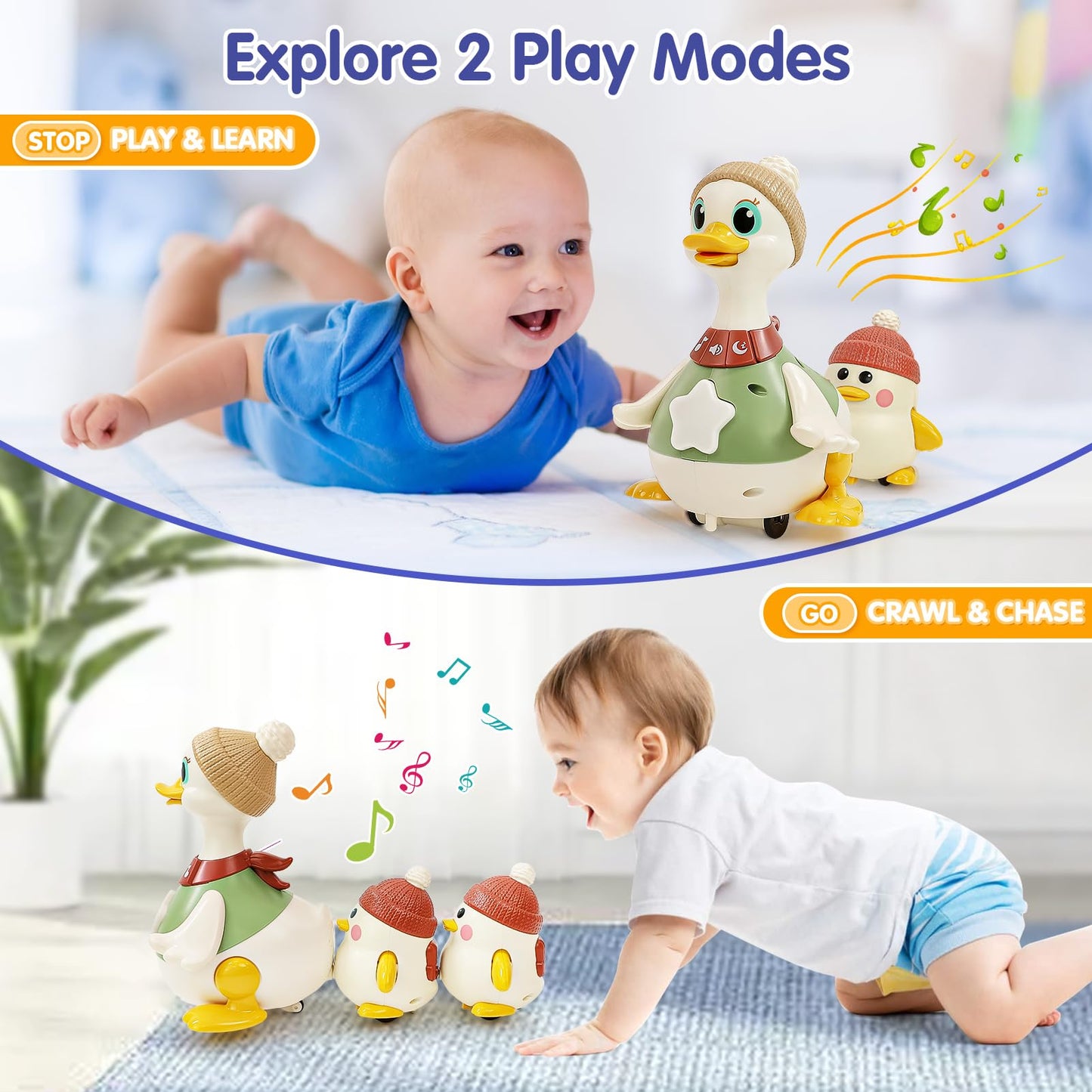 Baby Toys Gifts for 1 Year Old Boys and Girls Baby Duck Dancing Toys 6 to 12 Months Early Musical Singing Toy Learning Crawling Gift Toddlers Easter Present for Babies